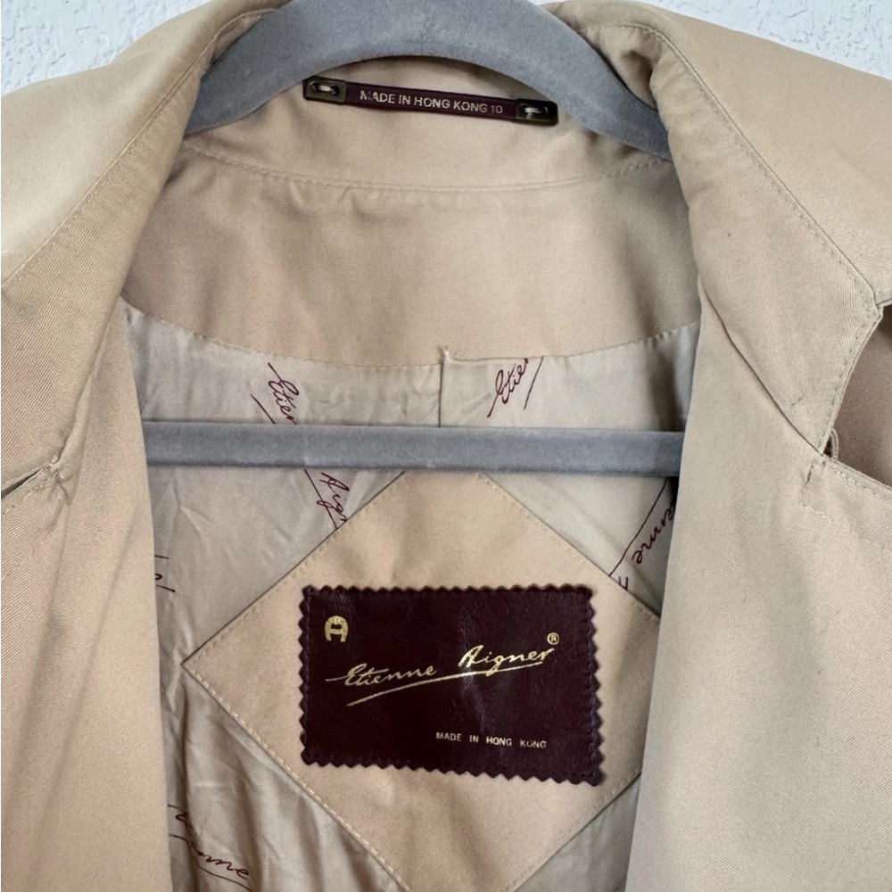 Vtg Etienne Aigner Trench Coat Women’s 10 Double Breasted Belted Tan Old Money - Picture 9 of 10